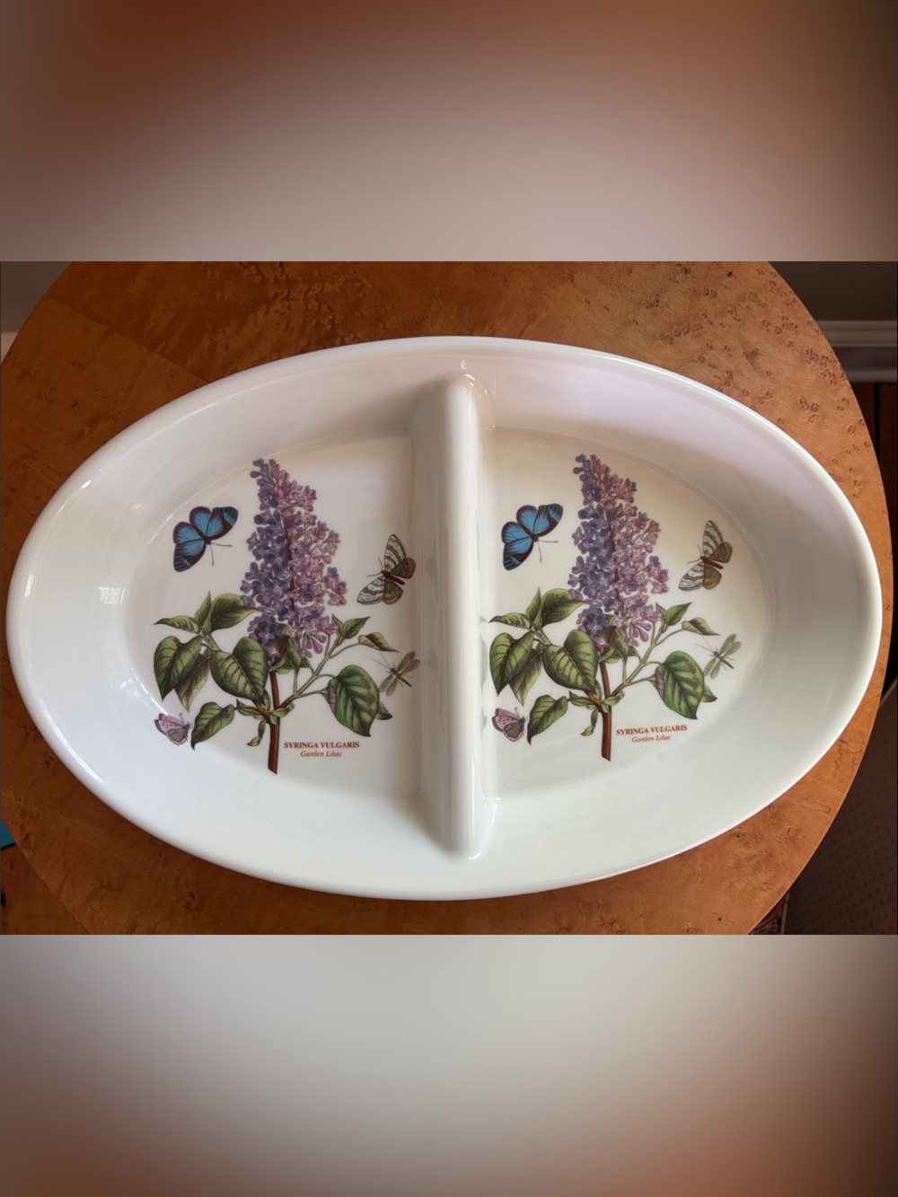 Portmeirion Botanic Garden Lilac Divided Serving Dish - White/Purple